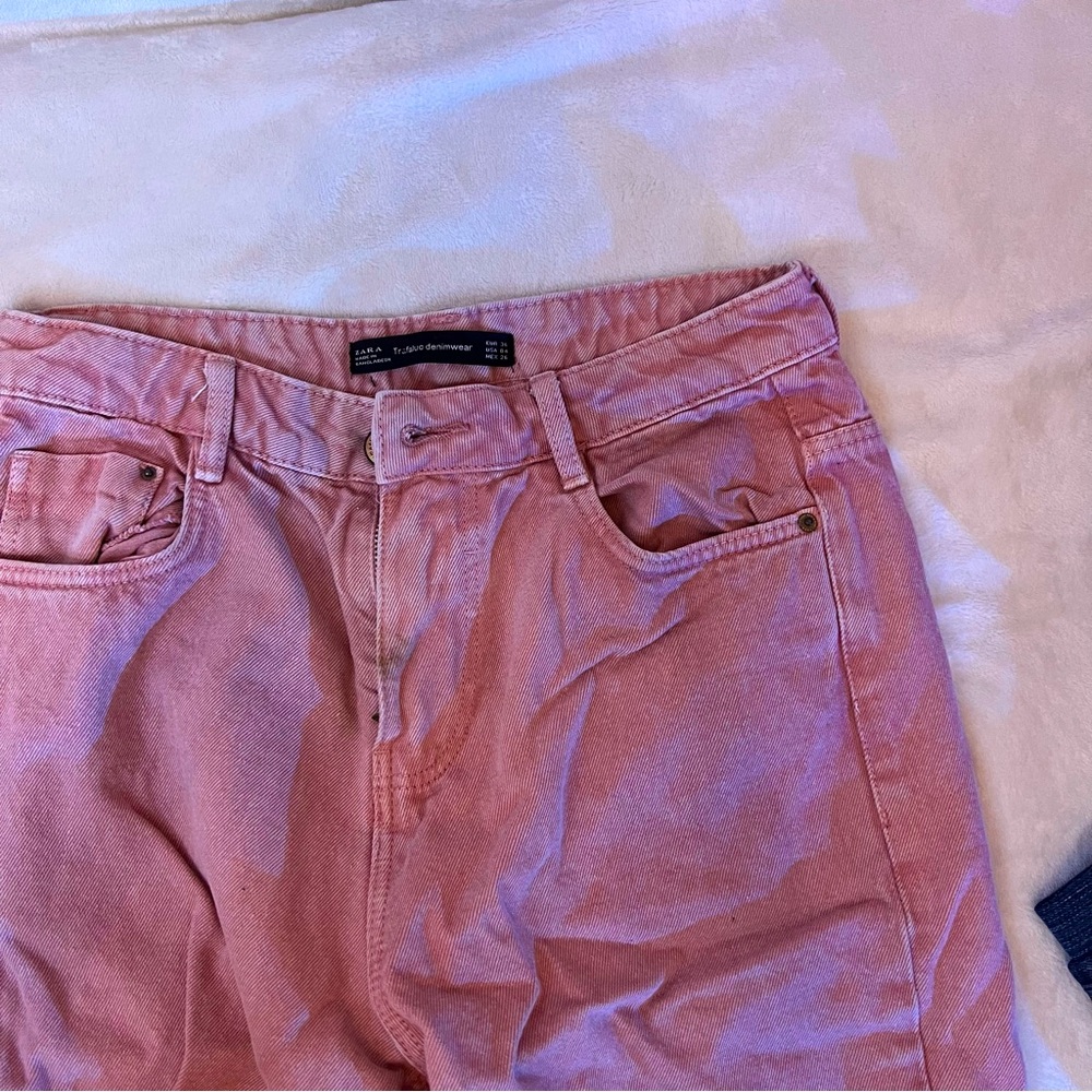 ZARA faded pink high rise mom jeans